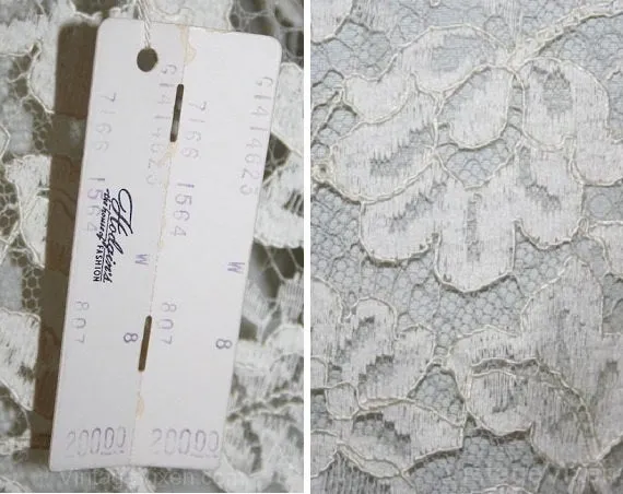 Size 10 Vintage Lace Wedding Gown with Edwardian Flair - Retro 60s Bridal Gown - NWT Deadstock - Three Foot Train - Bust 37 - 32769