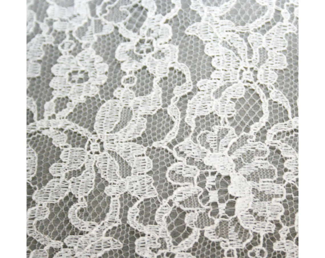 Size 10 Wedding Dress - Elegant White Chiffon & Lace Vintage Bridal Gown With Attached Train - 60s NWT - Bust 36 - Waist 28.5 - 31822-1