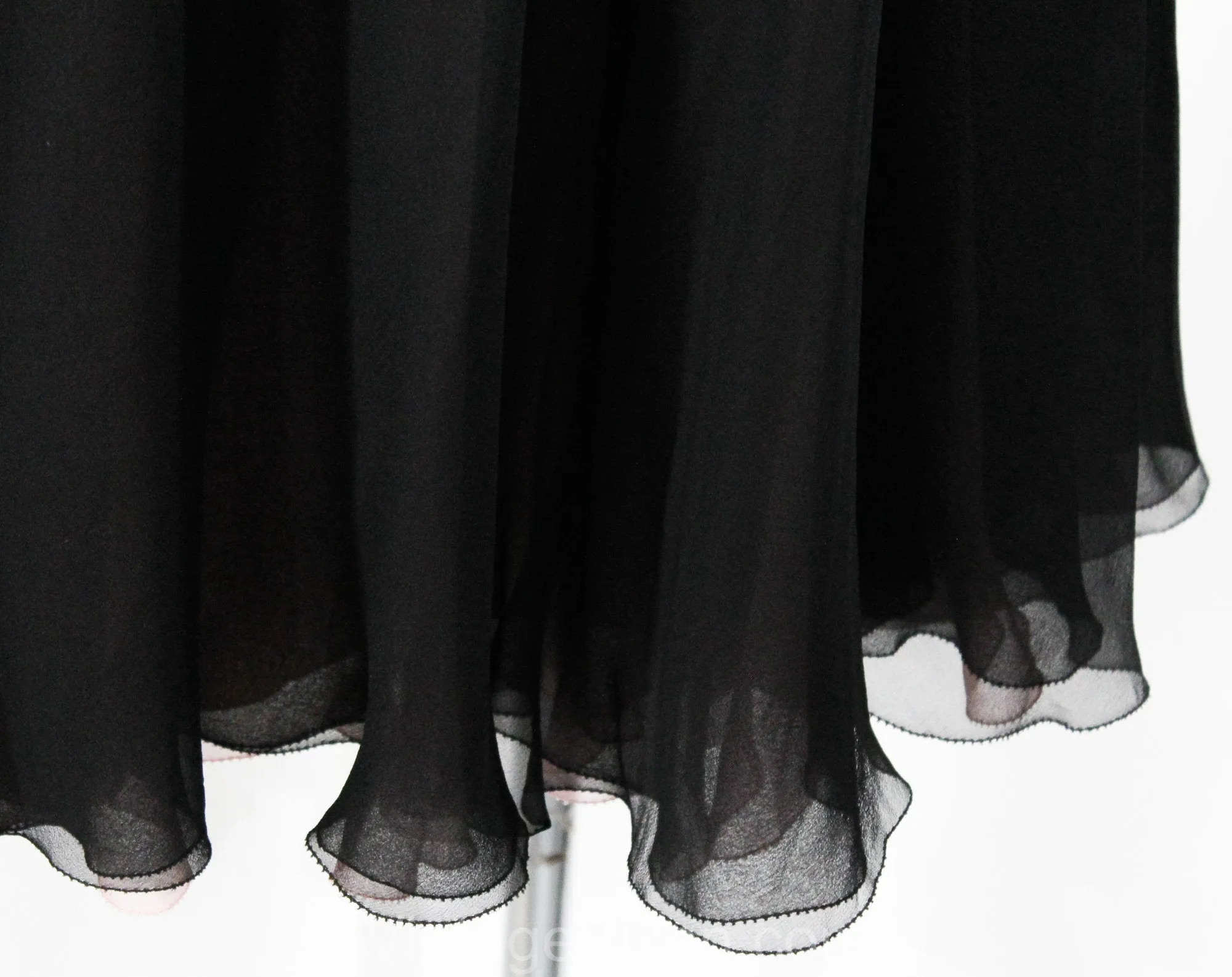Size 4 Designer Cocktail Dress - 1950s Black & Pink Silk Chiffon Beauty by Lillie Rubin - Exceptional Quality and Design - Bust 33.5 -