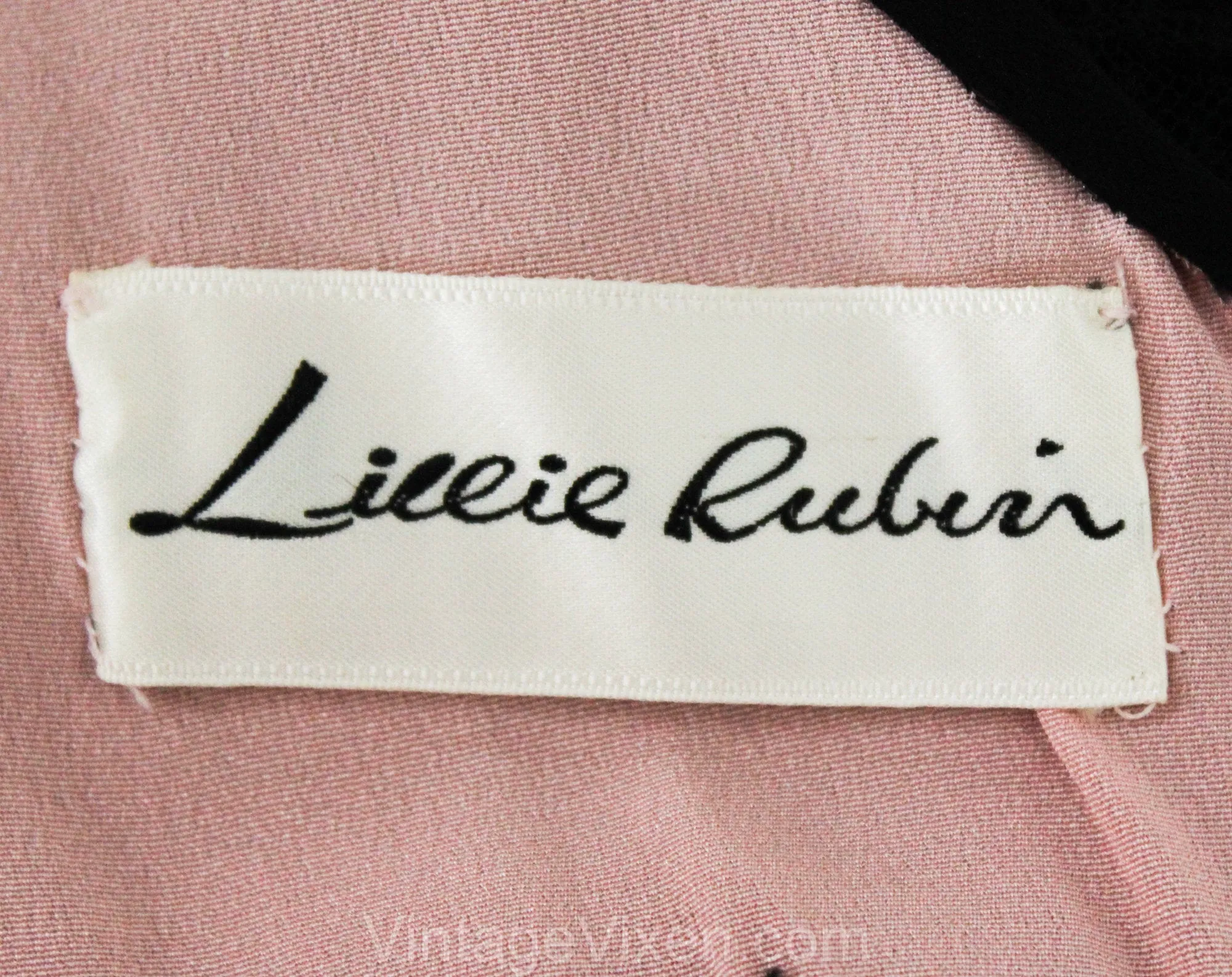 Size 4 Designer Cocktail Dress - 1950s Black & Pink Silk Chiffon Beauty by Lillie Rubin - Exceptional Quality and Design - Bust 33.5 -