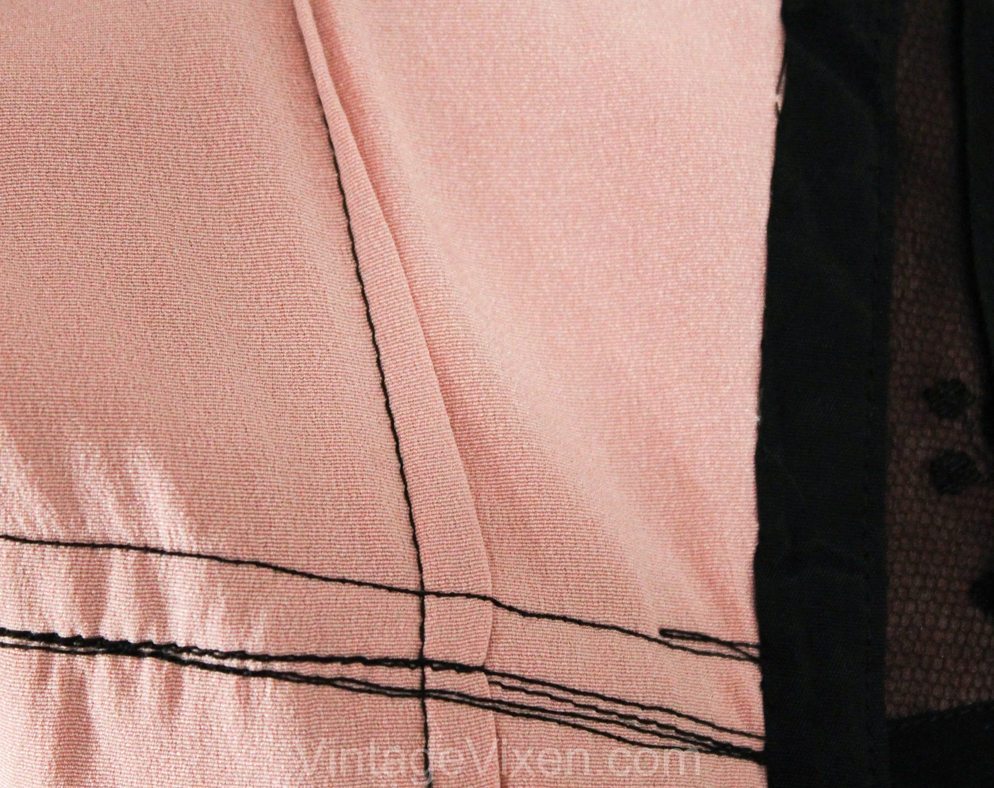 Size 4 Designer Cocktail Dress - 1950s Black & Pink Silk Chiffon Beauty by Lillie Rubin - Exceptional Quality and Design - Bust 33.5 -