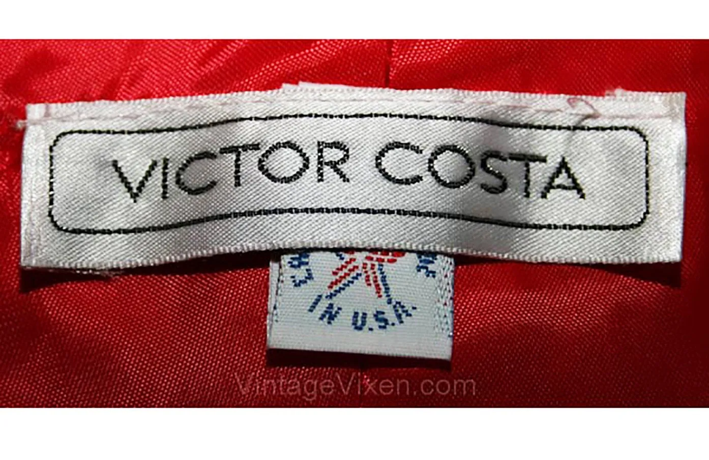 Size 4 Red Crepe Cocktail Dress with Rhinestone Straps - 1920s Look - Flapper Style - Designer Victor Costa - 1980s Design - Bust 34 - 33581