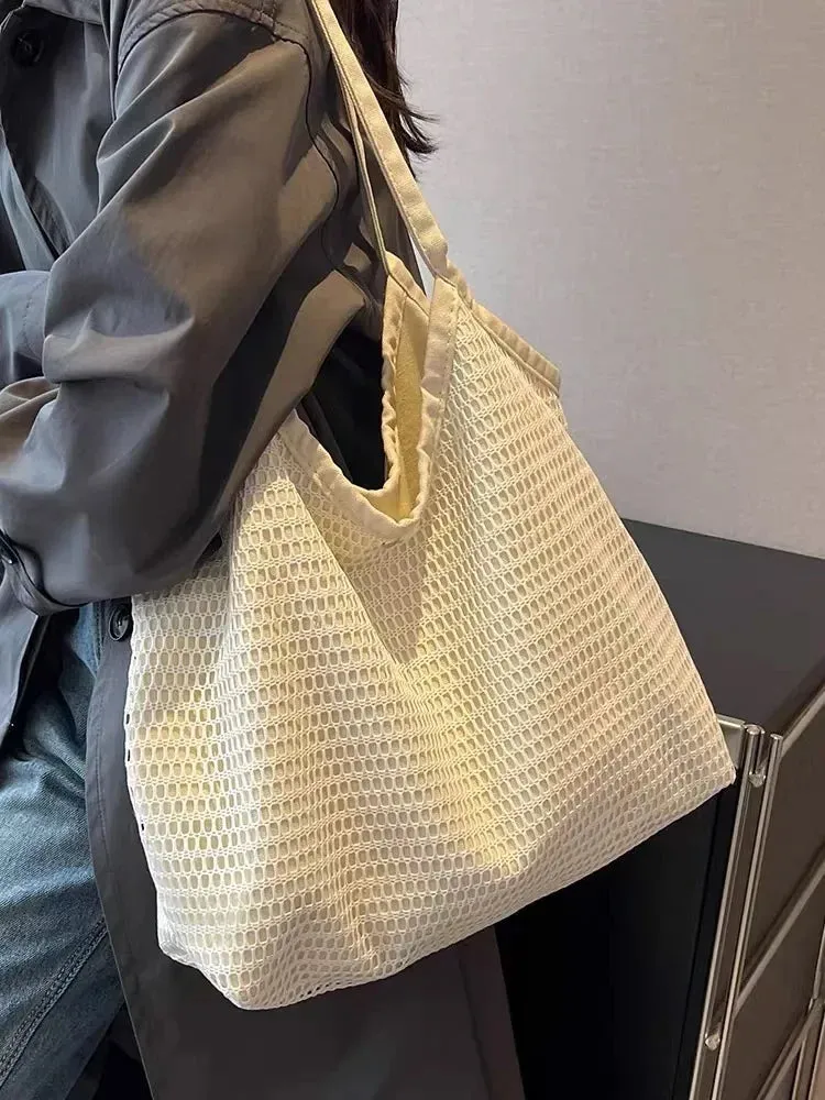 UAKISS  -  Summer large Capacity Woven Bag Female 2024New Versatile Ins Korean Version Lazy Wind Shoulder Bag