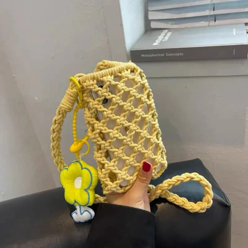 UAKISS  -  Summer Small and Delicate Hollow Out Small Bag Female 2024 New Hand-woven Mini Mobile Phone Bag Minority