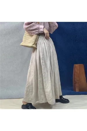 Vintage High Waist Solid Color Skirt